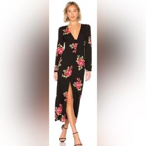 AMUSE Society Rose Print Button Front Maxi Dress